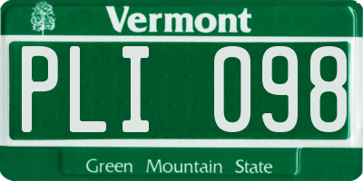 VT license plate PLI098
