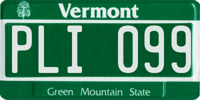 VT license plate PLI099