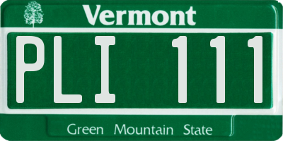 VT license plate PLI111