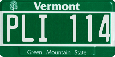 VT license plate PLI114