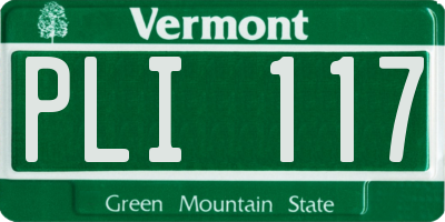 VT license plate PLI117