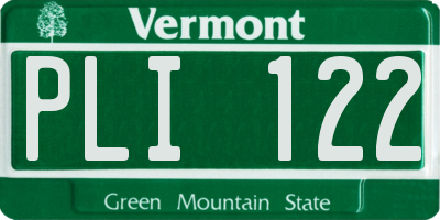 VT license plate PLI122