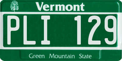 VT license plate PLI129