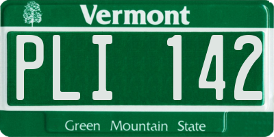 VT license plate PLI142