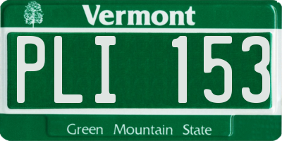VT license plate PLI153