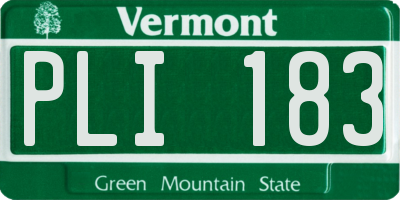 VT license plate PLI183