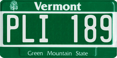 VT license plate PLI189