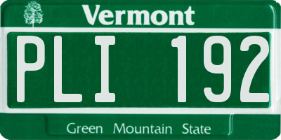 VT license plate PLI192