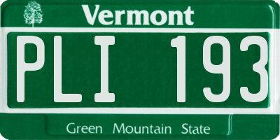 VT license plate PLI193