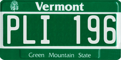 VT license plate PLI196