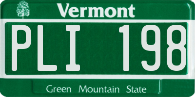 VT license plate PLI198