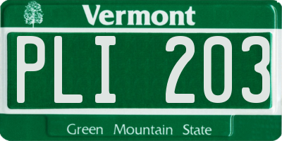 VT license plate PLI203