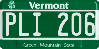VT license plate PLI206