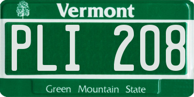 VT license plate PLI208