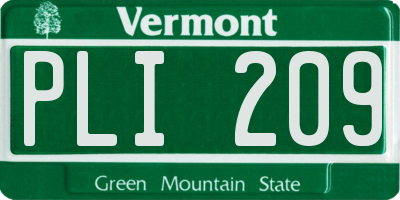 VT license plate PLI209