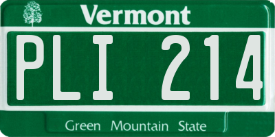 VT license plate PLI214