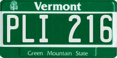 VT license plate PLI216