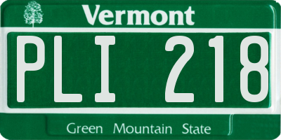 VT license plate PLI218