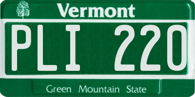 VT license plate PLI220