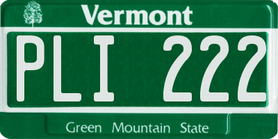 VT license plate PLI222