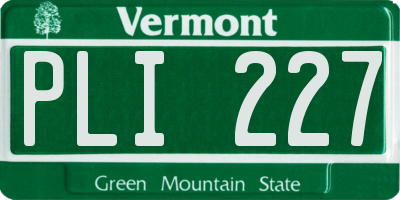 VT license plate PLI227