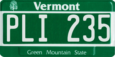 VT license plate PLI235