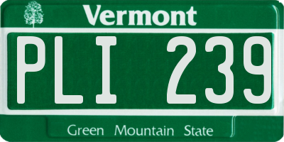 VT license plate PLI239