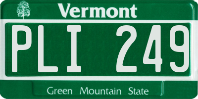 VT license plate PLI249