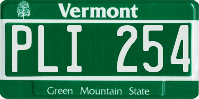 VT license plate PLI254