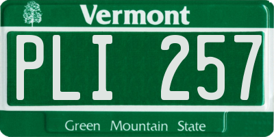 VT license plate PLI257