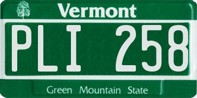VT license plate PLI258
