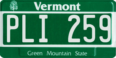 VT license plate PLI259