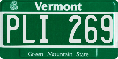 VT license plate PLI269