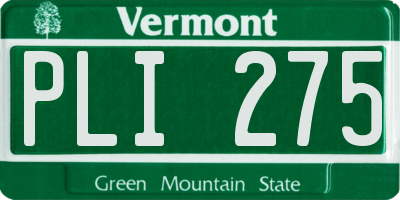 VT license plate PLI275
