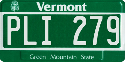 VT license plate PLI279