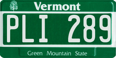 VT license plate PLI289
