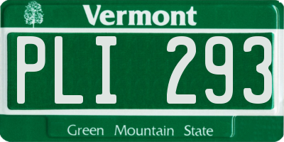 VT license plate PLI293