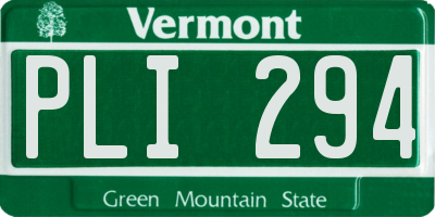 VT license plate PLI294