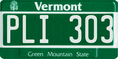 VT license plate PLI303