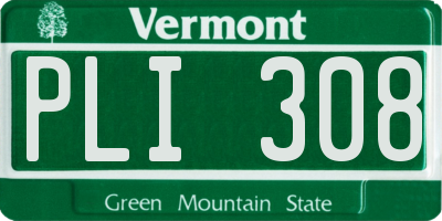 VT license plate PLI308
