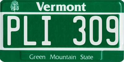VT license plate PLI309