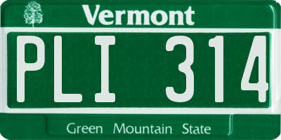 VT license plate PLI314