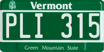 VT license plate PLI315