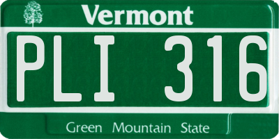 VT license plate PLI316