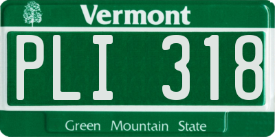 VT license plate PLI318