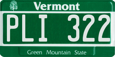 VT license plate PLI322