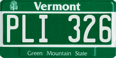 VT license plate PLI326