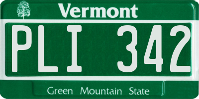 VT license plate PLI342