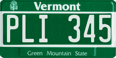 VT license plate PLI345