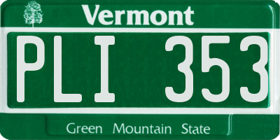 VT license plate PLI353